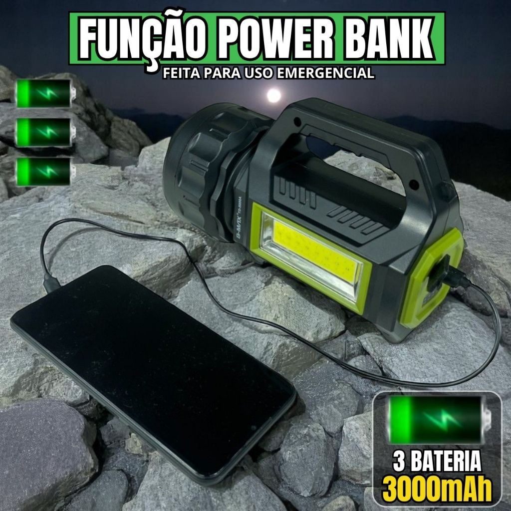 Lanterna tática 100.000 lumens recarregável Solar usb — foto 2