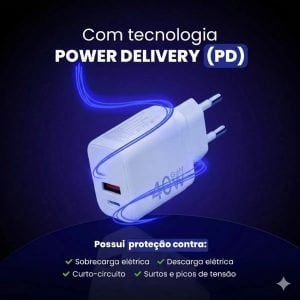 Carregador Turbo 40w Compativel Com iPhone 8 X Xr 11 12 13 14 Pro Max Usb Tipo C DuploCarr — foto 5