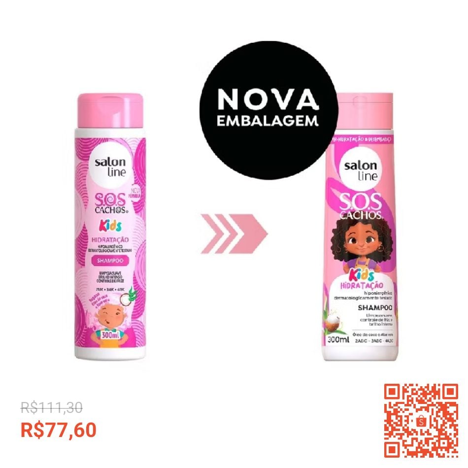 Kit Shampoo + Condicionador + Máscara + Ativador de Cachos + Creme de Pentear SOS Cachos K — foto 2