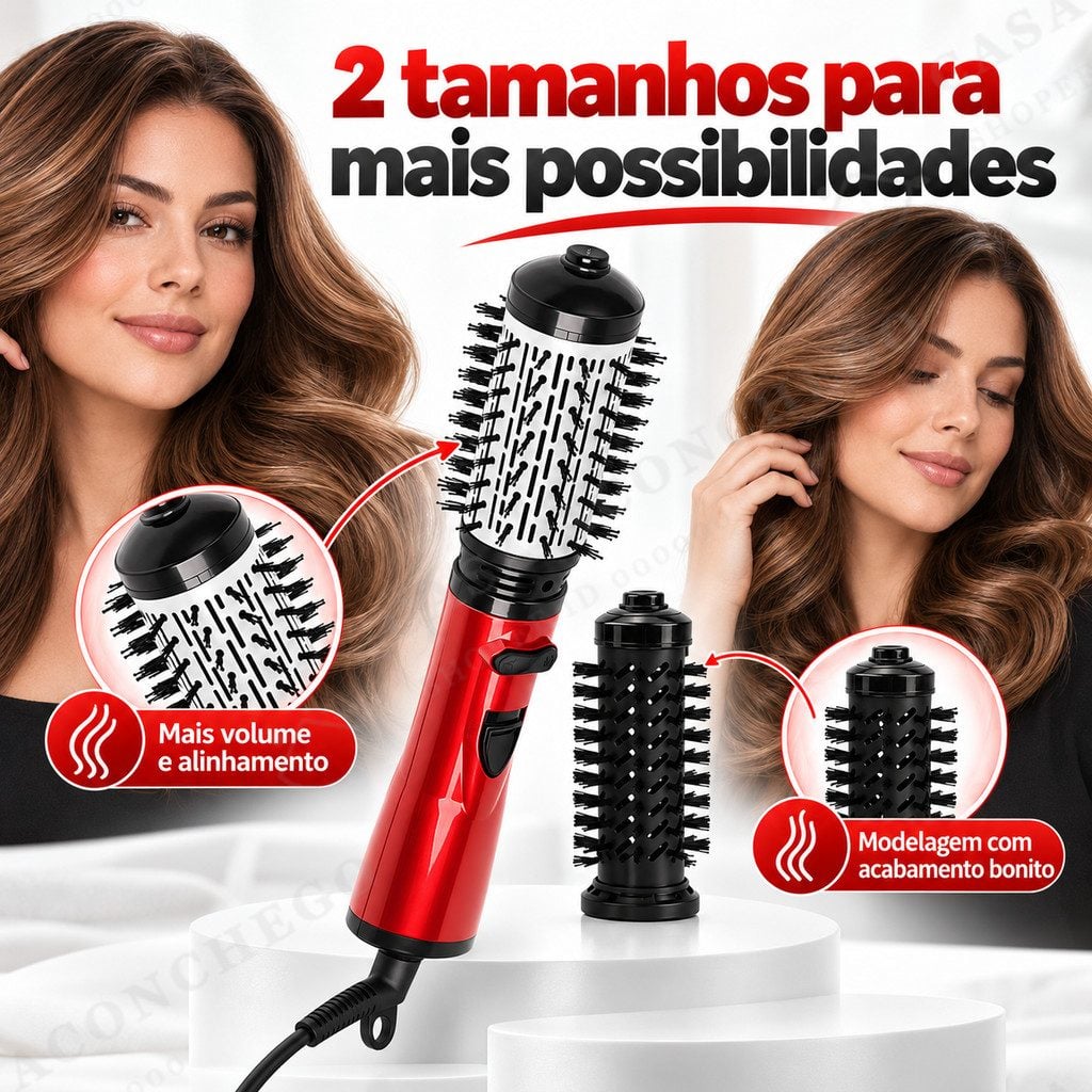 Secador de Cabelo e Escova Modeladora 2 em 1 110V 1200W Ar Frio Morno Quente Íons Negativo — foto 2
