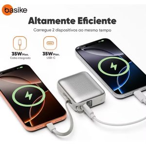 Power Bank Basike 10000 mAh com Cabo USB-C e Carregamento Rápido 35W para iPhone e Samsung — foto 5