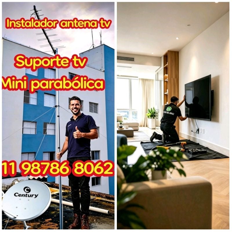 Antenista Vila Ema 1198786 8062 instalação de antena suporte tv
