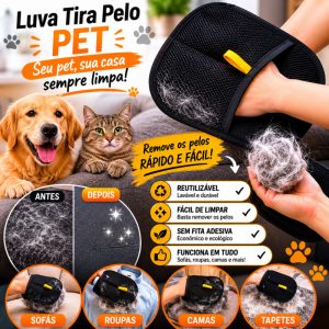 Luva Tira Pelo Pet Reutilizável Removedora de Pelos para Sofá, Roupas e Cama. — foto 3