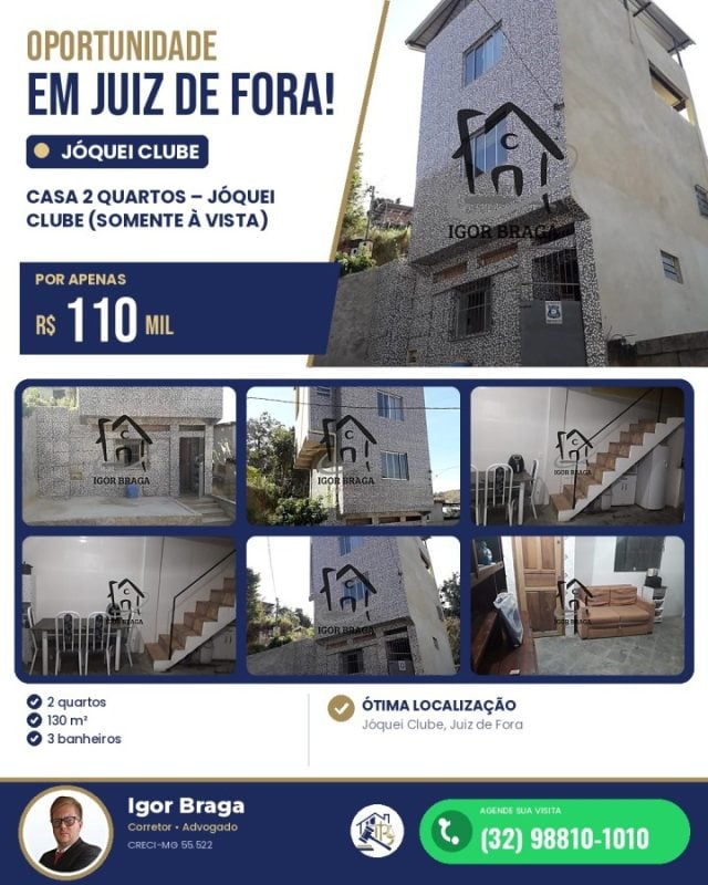 Casa para Venda em Juiz de Fora, Jóquei Clube, 2 dormitórios, 2 suítes, 3 banheiros