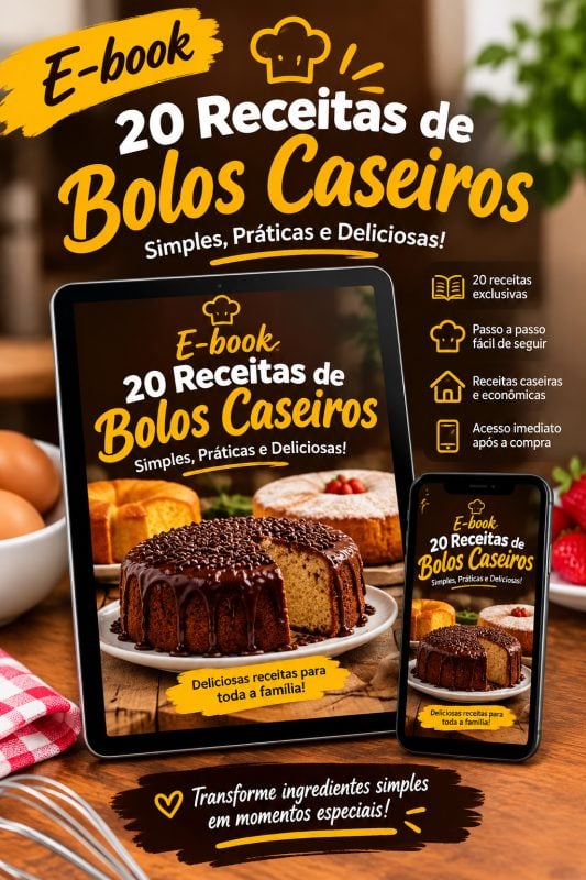 E-book Digital: 20 Receitas De Bolos Caseiros