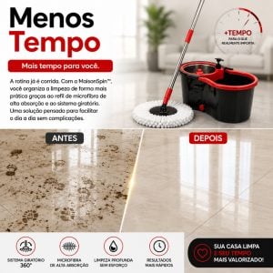 Mop Giratorio Balde Esfregao Pro Refil Rodas Alca Facil Limpeza — foto 3