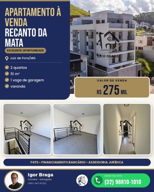 Apartamento 2 Quartos para Venda em Juiz de Fora, Recanto da Mata, 2 dormitórios, 1 suíte,