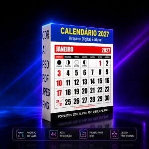 Pack 8 Bases editáveis em vetor de Calendários 2027 Cdr - Ilustrator - Photoshop — foto 6