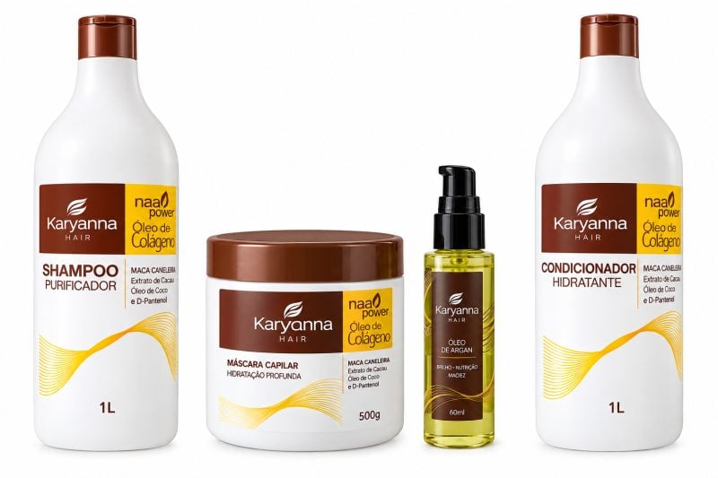 KIT COMPLETO KORYANNA MACA POWER COLLAGEN Shampoo + Condicionador + Máscara + Óleo