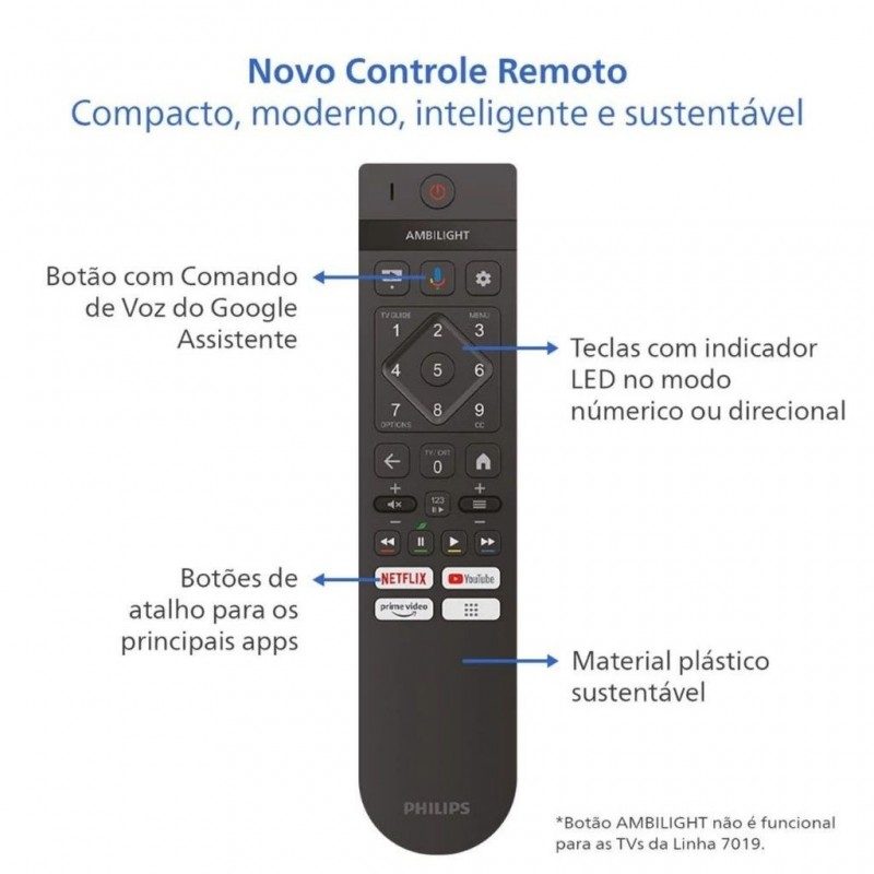Smart TV Philips 50" 4K HDR Google TV / Comando de Voz / Dolby Áudio - 50PUG7019