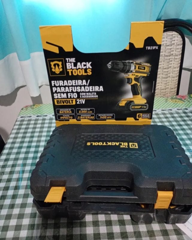 Parafusadeira Furadeira De Impacto The Black Tools Profissional TB-21PX 2 Baterias.