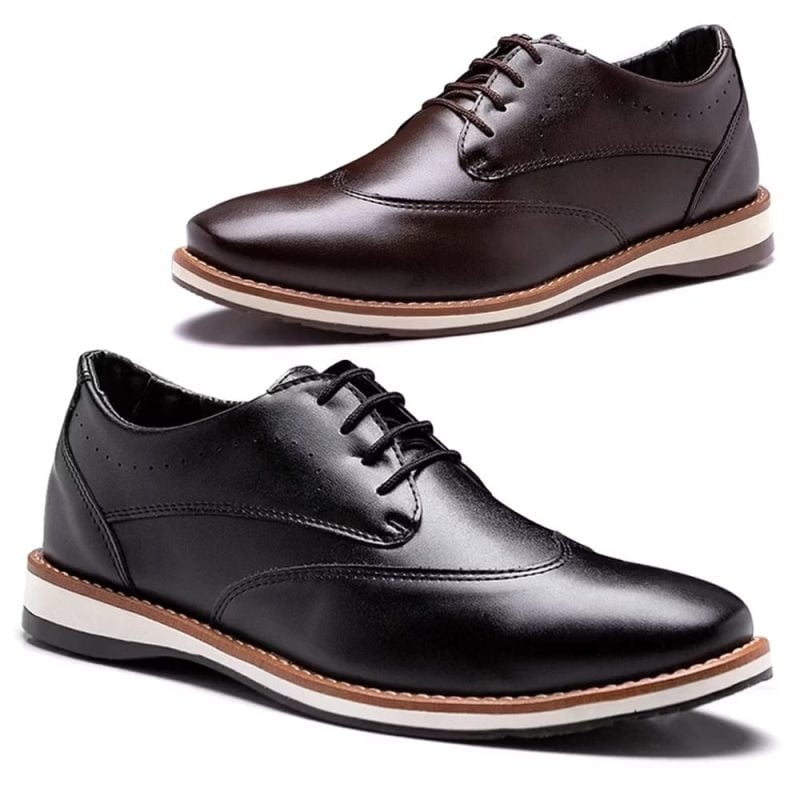 Kit Pares Sapato Derby Casual Vesales Masculino Elegante Marrom Preto Cadarço