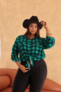 Camisa feminina xadrez plus size — foto 3