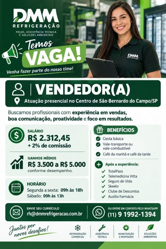 Vendedor(a) Comercial Oportunidade de Trabalho