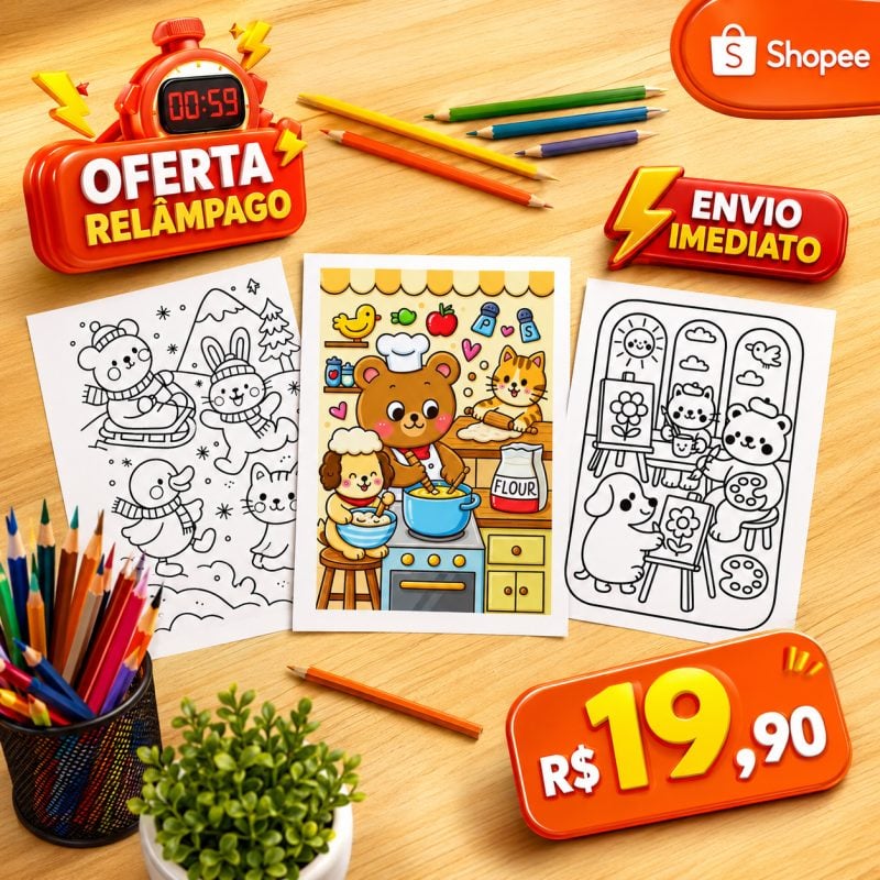 Livro Digital De Desenhos Fofos Estilo Cozy Para Pintar 31 Págs PDF Imprimir