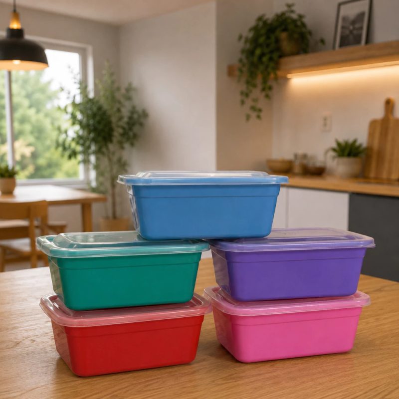 Kit 5 Tigelas 1L + BRINDE Potes Plásticos BPA Free Organização Cozinha Colorido
