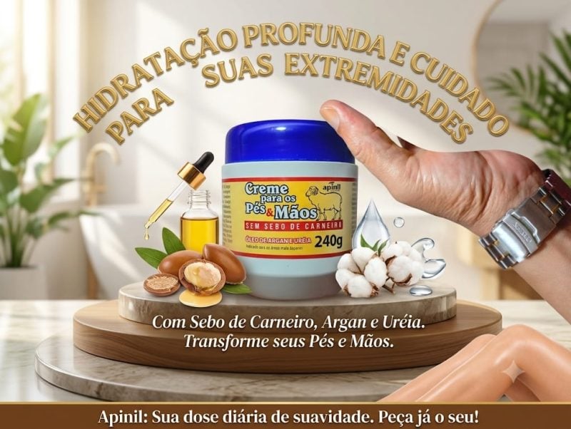 Creme Hid. Sebo De Carneiro APINIL AZUL 240g - Original - Para Hidratação De Rachaduras