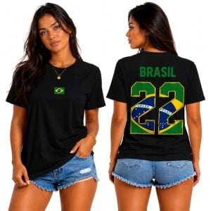 Camiseta Unissex Com Bandeira Brasileira Estampa 22 Brasil Blusa Casual 100% Algodão Prem — foto 9