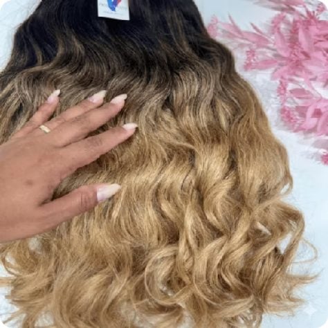 Cabelo Humano Morena Iluminada Ombre Hair Ondulado Naturalidade com um Toque de Luz - 50g e 100g — foto 2
