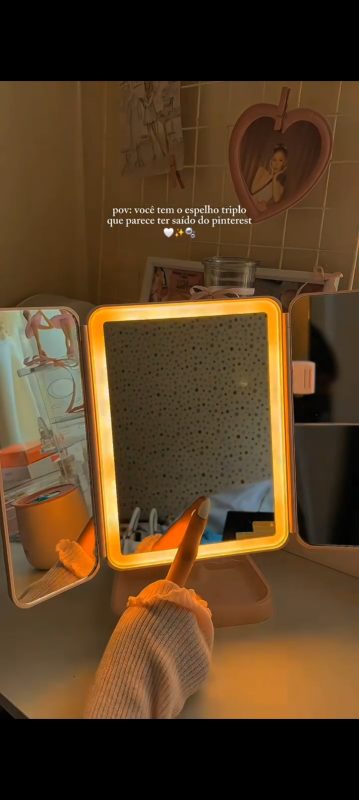 Espelho de maquiagem led 3 em 1 espelho tablet HCX