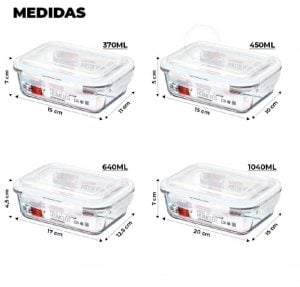 Kit 10 ou 5 Potes Vidro Hermético 450ml Retangular Mantimentos Marmita Premium — foto 3