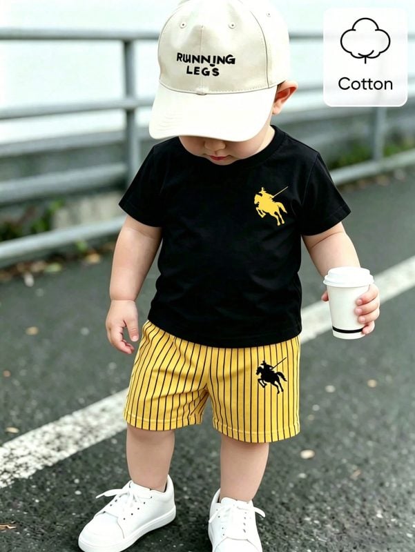 2 Peças Conjunto de Camiseta de Manga Curta com Estampa