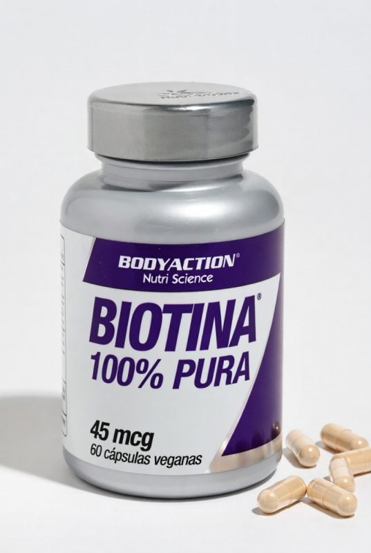 Biotina 100% Pura BodyAction 45mcg 60 Cápsulas Veganas
