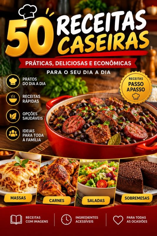 Curso video-aula de culinária - 50 receitas caseiras passo a passo