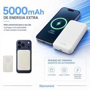 Power Bank Magnético 5000mAh Sem Fio Compatível com MagSafe para iPhone — foto 3