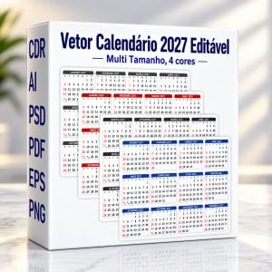 Pack 8 Bases editáveis em vetor de Calendários 2027 Cdr - Ilustrator - Photoshop — foto 9