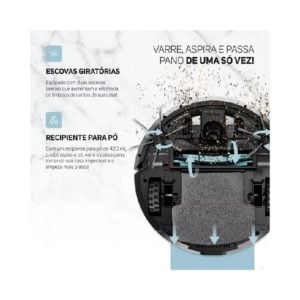 Robô Aspirador De Pó Com Potência de 30w Robot W310 Anticolisão Wap — foto 3