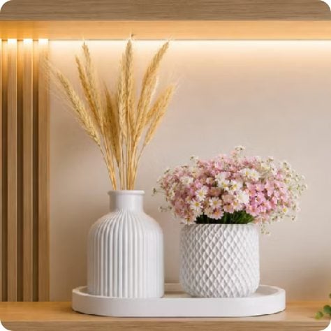 Kit Vasos Decorativo Com Bandeja De Gesso Vasinhos Decoração Ambiente — foto 2