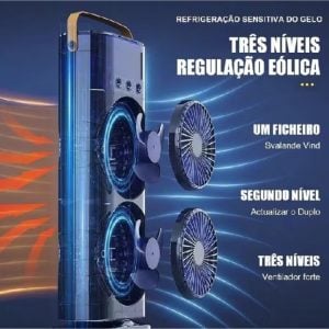 MINI Refrigerador De Ar Ventilador Umidificador Dupla Giratório+rgb Camada Ventilador Clim — foto 4