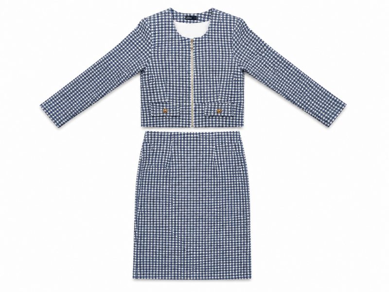 Conjunto quadriculado azul