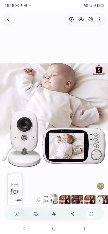 Baba Eletrônica Com Monitor Visão Noturna, Câmera c/ Audio Sensor de Temperatura VB603