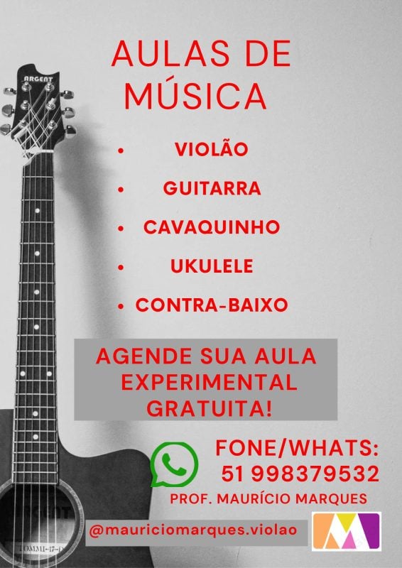 Aulas De Violão, Guitarra, Cavaquinho E Contrabaixo