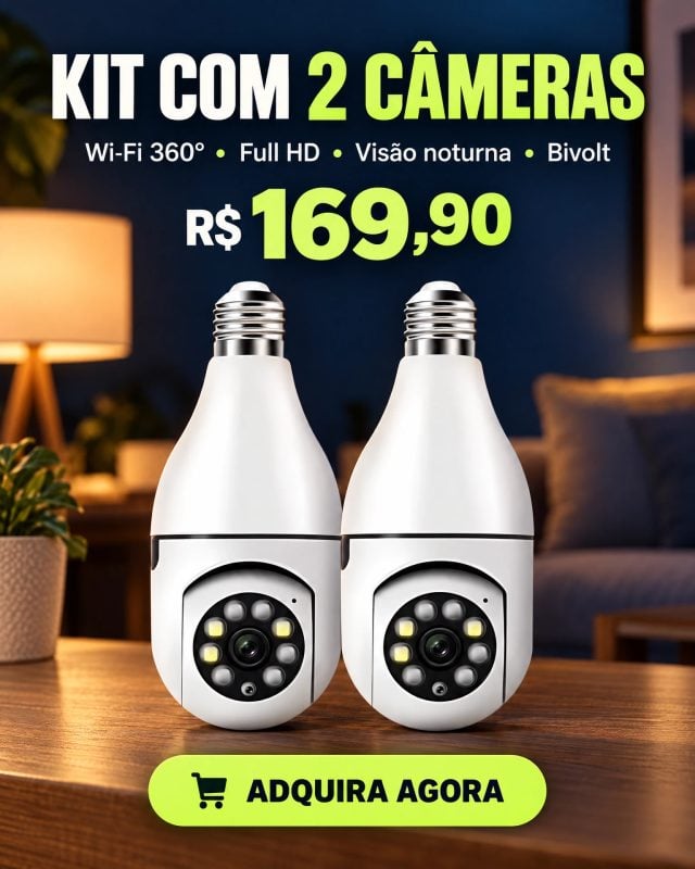 Kit com 2 Câmeras WiFi 360° R$ 169,90