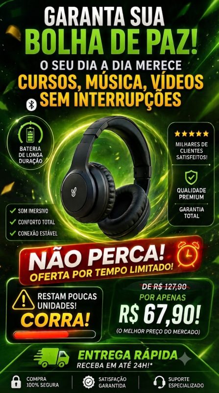 Fone de ouvido Bluetooth