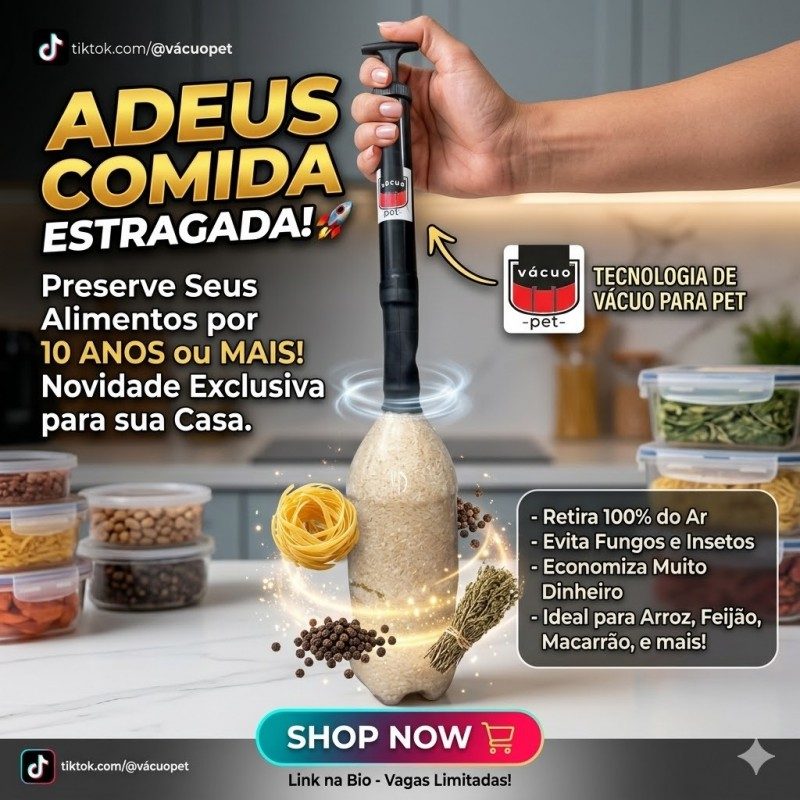 Bomba de Vácuo Manual para Garrafas PET Preserve seus alimentos por anos!