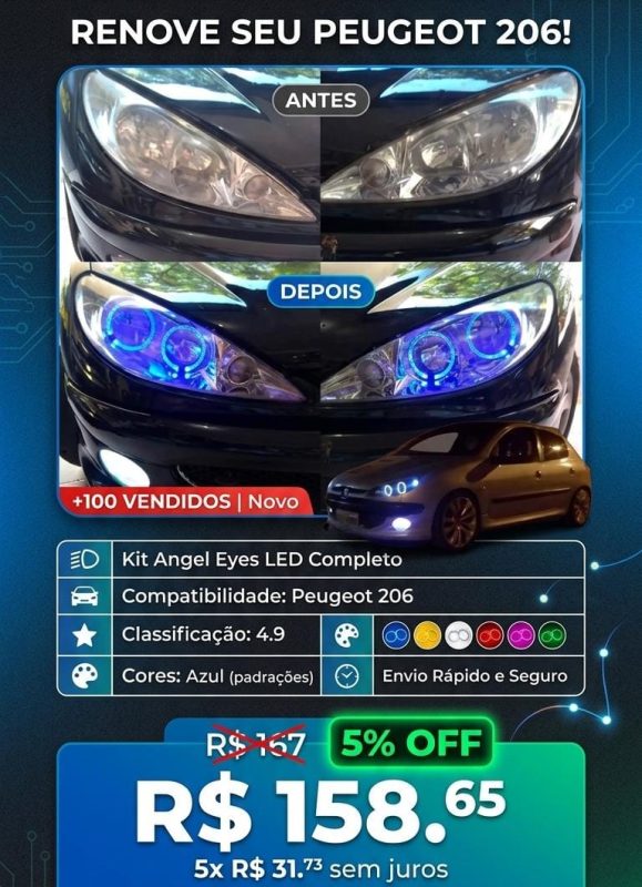 Kit Angel Eyes para Peugeot 206 Estilo e Tecnologia