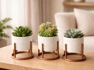 Trio de Vasos Cachepot com Suporte Para Cactos ou Suculentas — foto 3