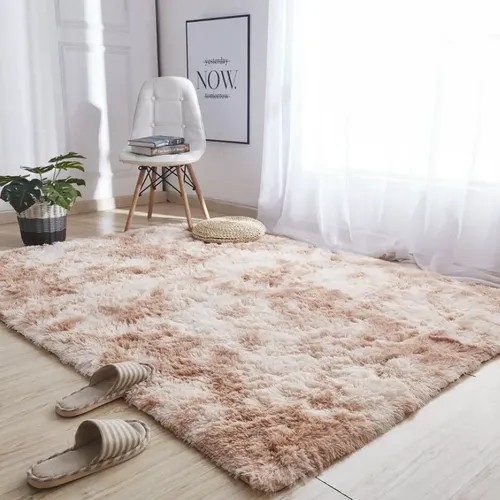 Tapete 1,50 X 1,00 Pelos Altos Felpo Felpudo Pra Sala Quarto Cor Tabaco Mesclado