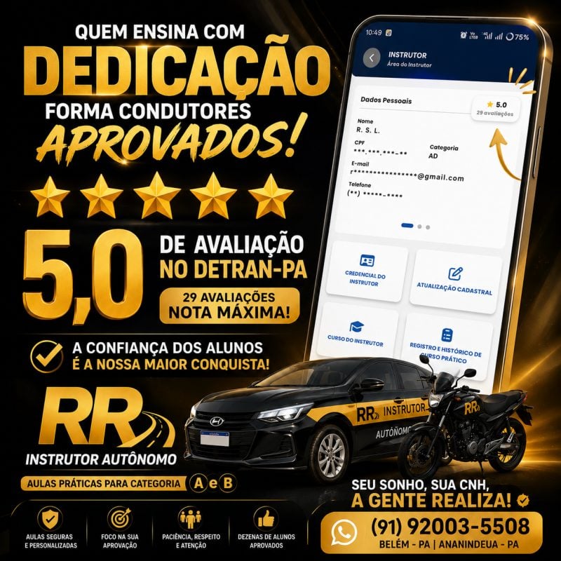 RR INSTRUTOR AUTONOMO - Aulas praticas de direçao A e B