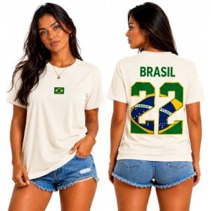 Camiseta Unissex Com Bandeira Brasileira Estampa 22 Brasil Blusa Casual 100% Algodão Prem — foto 6