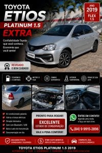Toyota Etios Platinum Extra 1.5 Flex 16V 4P Auto. 2019 — foto 3