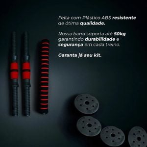 Kit Academia em Casa 15kg Halteres Ajustáveis,Inclui Barra Longa e Presilhas de Segurança — foto 4