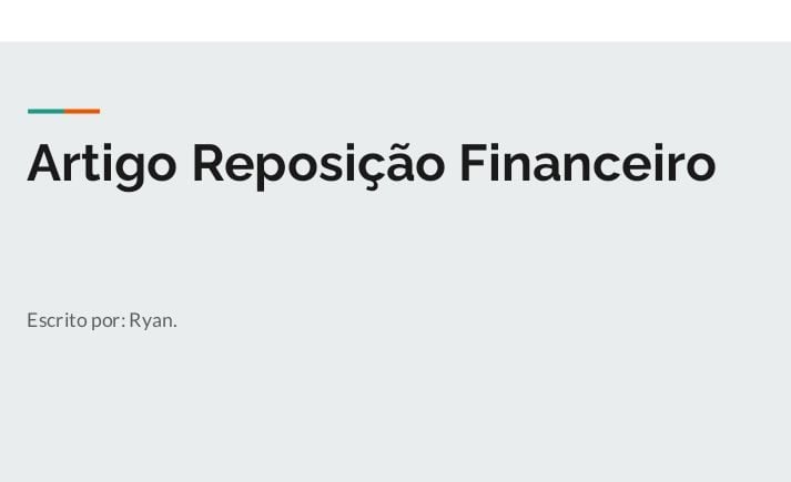 Artigo sobre Reposição Financeiro