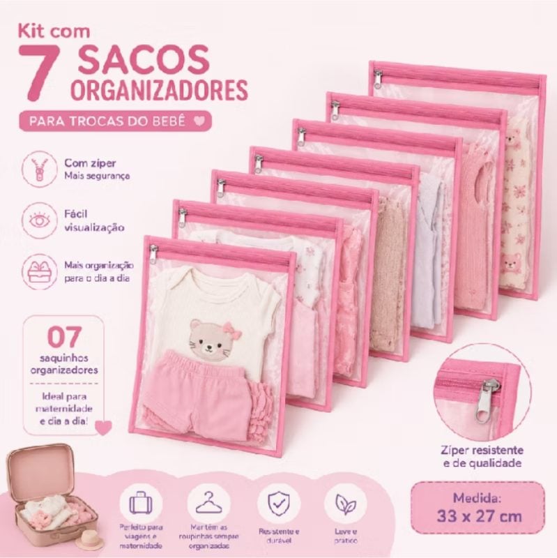 Kit 7 Sacos Organizadores Para Bebê