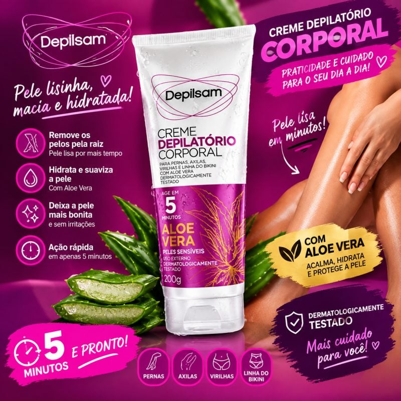 Creme Depilatório Corporal Depilsam Aloe Vera 200G