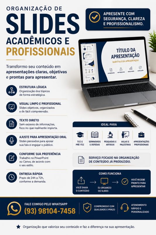 Slides Trabalhos Acadêmicos Apresentações Profissionais